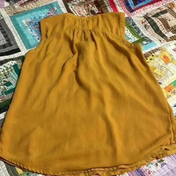 Anthropologie Maeve Mustard Embroidered Tank Top - Picture 4 of 7